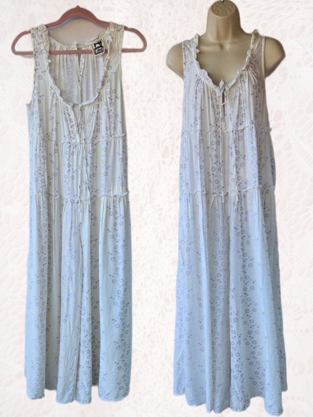 Jaase Rayon Maxi Playsuit Loose Fit Prairie Cottagecore Boho Romantic Feminine